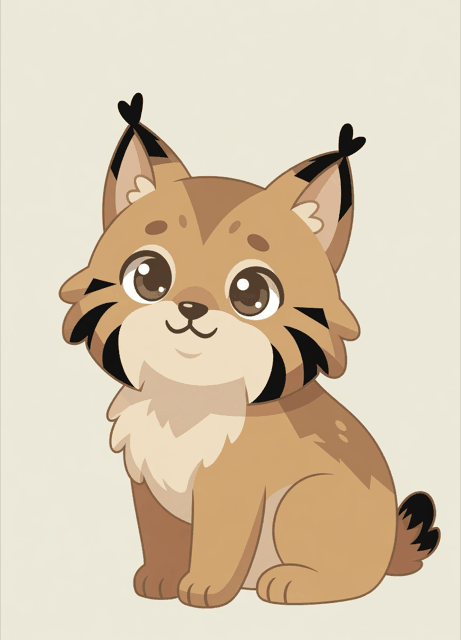 The Lusis lynx mascot, sitting and smiling